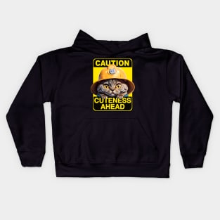 British Shorthair Cat Wearing Hardhat Kids Hoodie